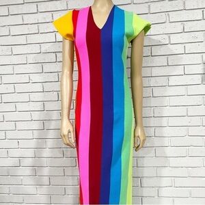 Christopher John Rogers‎ Striped Cap-Sleeve Midi-Dress